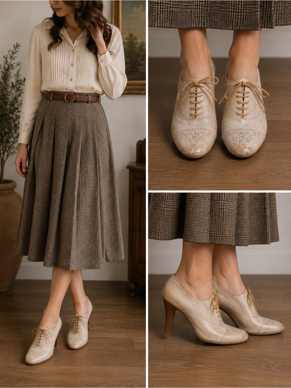 Robson Made in Italy Leather Oxford Heels Women’s EU 40 US 9.5 Beige Lace-Up
